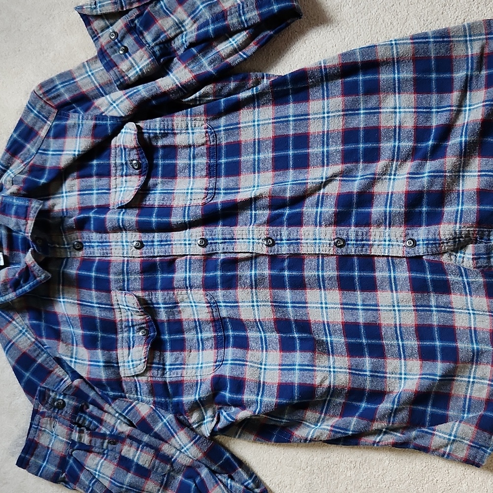 Men's Blue Plaid Flannel - Large